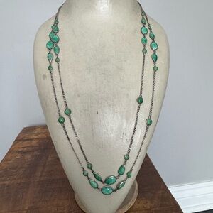 Vintage Silver Southwest Style Handmade Green Stone Necklace